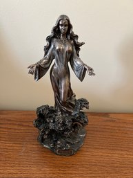 Resin Statue Of Yemay Mother Of All Standing On An Ocean Wave