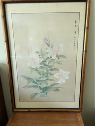 Asian Flower Art On Silk