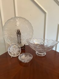 Flower Pattern Crystal Platters And Bowls