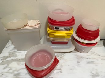 Plastic Storage Containers Variety Of Shapes And Sizes - Most Are Tupperware