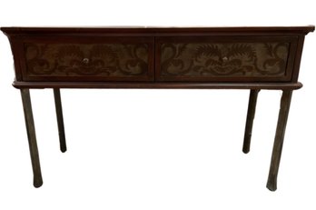 Inlay Brown And Metal Console