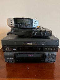Electronics Lot:  2 VCRs, 1 DVD Player And Alarm Clock