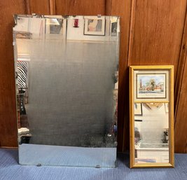 Antique Frameless Mirror And Brown University Providence RI Mirror