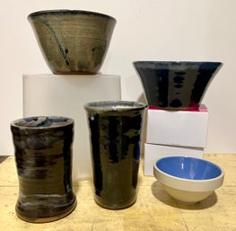 Signed Pottery Bowls, And Vases