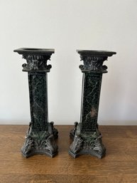 Candle Holders Faux Marble And Metal