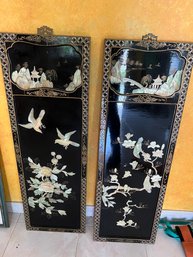 2 Asian Pearl And Lacquer Art