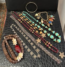 Funky Costume Jewelry: 6 Necklaces, And 2 Bracelets