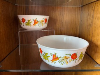 2- Vintage ARCOPAL FRANCE Milk Glass Bowl Vegetables