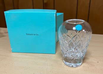 Vintage Tiffany & Co Sybil Diamond Cut Clear Crystal Glass Bud Vase 4 1/2
