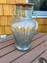 Glass Canister With Wood Lid
