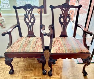 2 Chippendale Style Arm Chairs