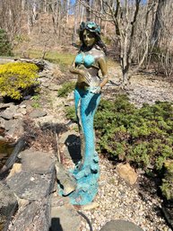 Bronze Mermaid Statue Finished In Lacquer