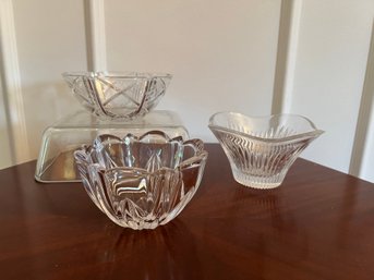 3 Cut Glass Trinket Bowls