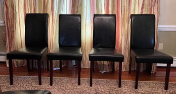4-Black Faux Leather Parson Chairs