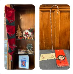 Christmas Lot: Twas Book, Wood Bell Ornaments, Ganzy Plate, And More