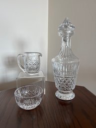 Waterford Decanter, Creamer And Sugar