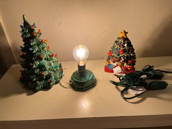 Green Ceramic Light-up Christmas Tree (bulb Needed), Door Stop And Extension Cord