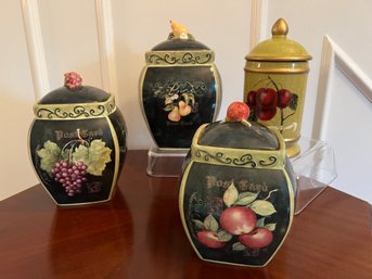 3 Certified International Canisters And One Made In China With Fruit Motif