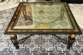 Glass And Wrought Iron Coffee Table