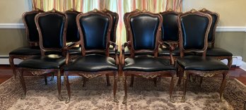 10-Antique French Louis XV Bronze Trimmed Claw Foot Leather Chair
