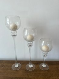 3-Glass Candle Holders