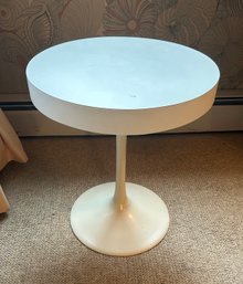 Small Round White Wood And Metal Table