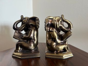 Resin Elephant With Book Bookends