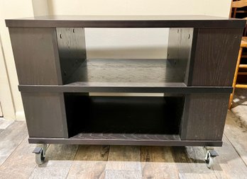 Crate And Barrel Espresso TV Stand On Wheels