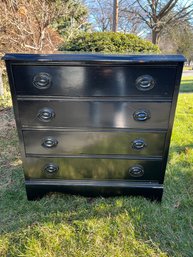 Dark Wood Dresser/end Table With Glass Top.