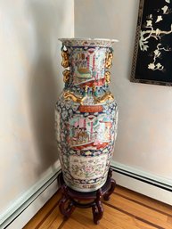 Chinese Palace Size Rose Medallion Porcelain Vase