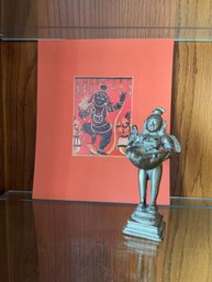 Brass Oil Lamp Lady Holding Diya In Her Hand And Indian God Krishna Taming The Naga King Kali Harris Graphics
