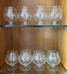S Etched Brandy Glasses