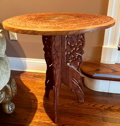 Vintage Carved Moroccan Tea Table, 1960s (1)