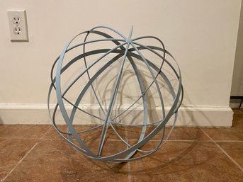 Light Blue Metal Decorative Sphere 15 Inches In Diameter