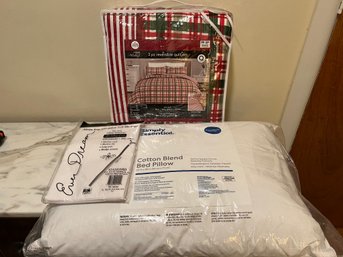 Pillow, Pillow Protector And 3 Piece Queen Reversible Quilt Set (quilt And 2 Pillow Shams)
