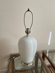Art Deco Revival White Glass And Brass Table Lamp
