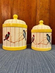 Pair Of Vintage Bird Canisters
