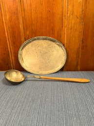 Antique Silver Plate Spoon And Platter