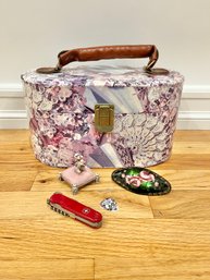 Jewelry Box With Handle, Swiss Army Knife, Poodle With Pearl , Hand Painted Hair Clip & Guitar Pick