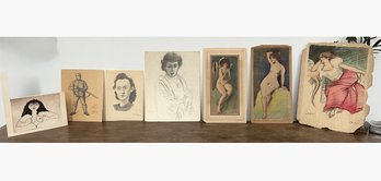 7 Portraits: 6 Ladies: 3 Nude, And 1 Military Man