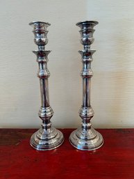 William And Sonoma Tall Silver Plate Candle Sticks