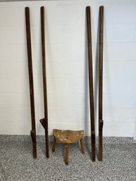 Homemade Stilts From Old Church Pews And Stool