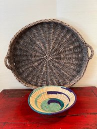 Antique Winnowing Basket And Woven African Basket