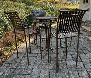 Heavy Duty Outdoor High Wrought Iron Table With 4 Chairs