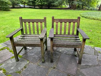 Pair Of Teak Outdoor Lawn Chairs