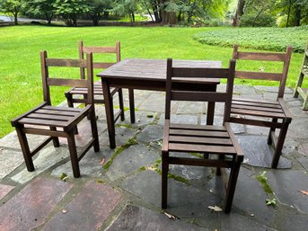 Teak Outdoor Dinning Set With 3' X 2' Table & Four Chairs