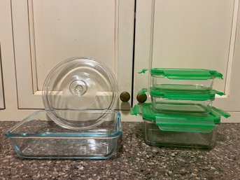 Glass Snap Cover Storage Containers And Pyrex Glass Items