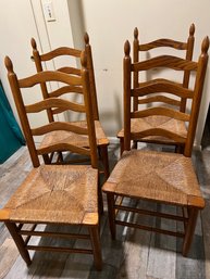 Four Rush Ladder Kitchen Table Chairs