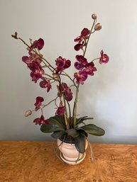 Faux Orchids And Ceramic Pot