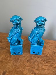 Turquoise Blue Ceramic Foo Dogs